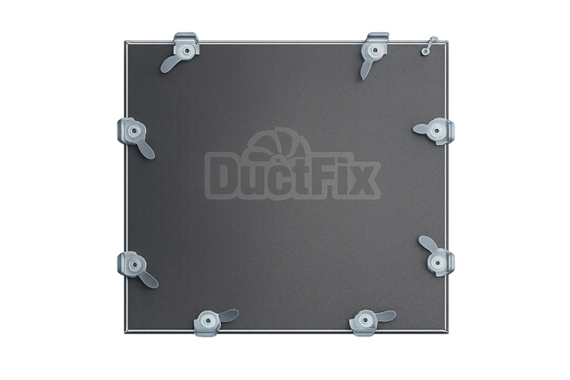 Square DuctFix fire and smoke rated duct access door with multiple retaining fasteners